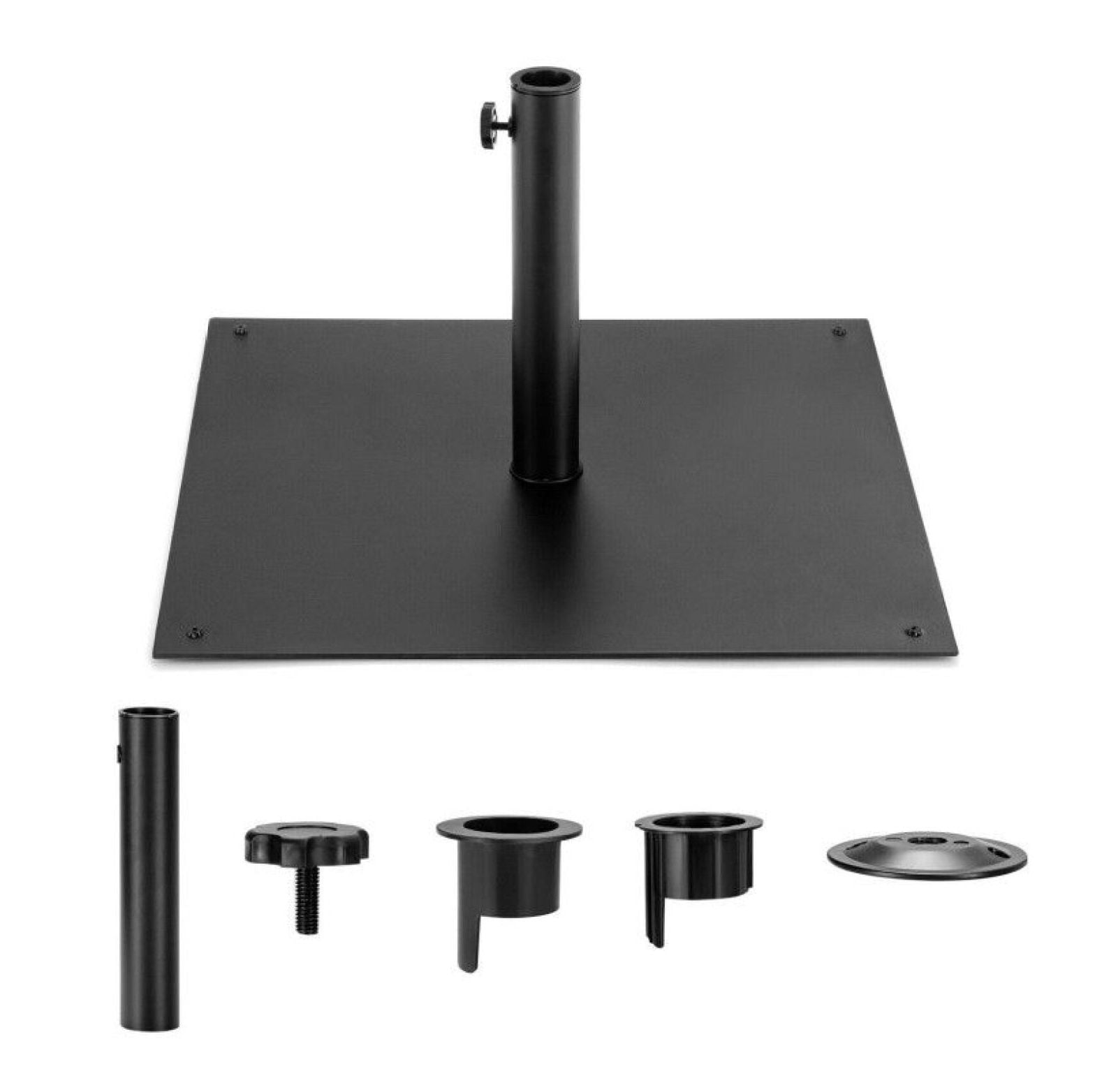 Umbrella Base 40lbs, Square Patio Umbrella Stand - Heavy Duty Steel, Hand Tightening Knob, Fits 1.4-1.9" Poles, Outdoor Backyard Use