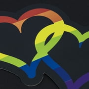 Auto Drive Interlocking Rainbow Pride Hearts Vinyl Auto Decal, 4.5” x 5”