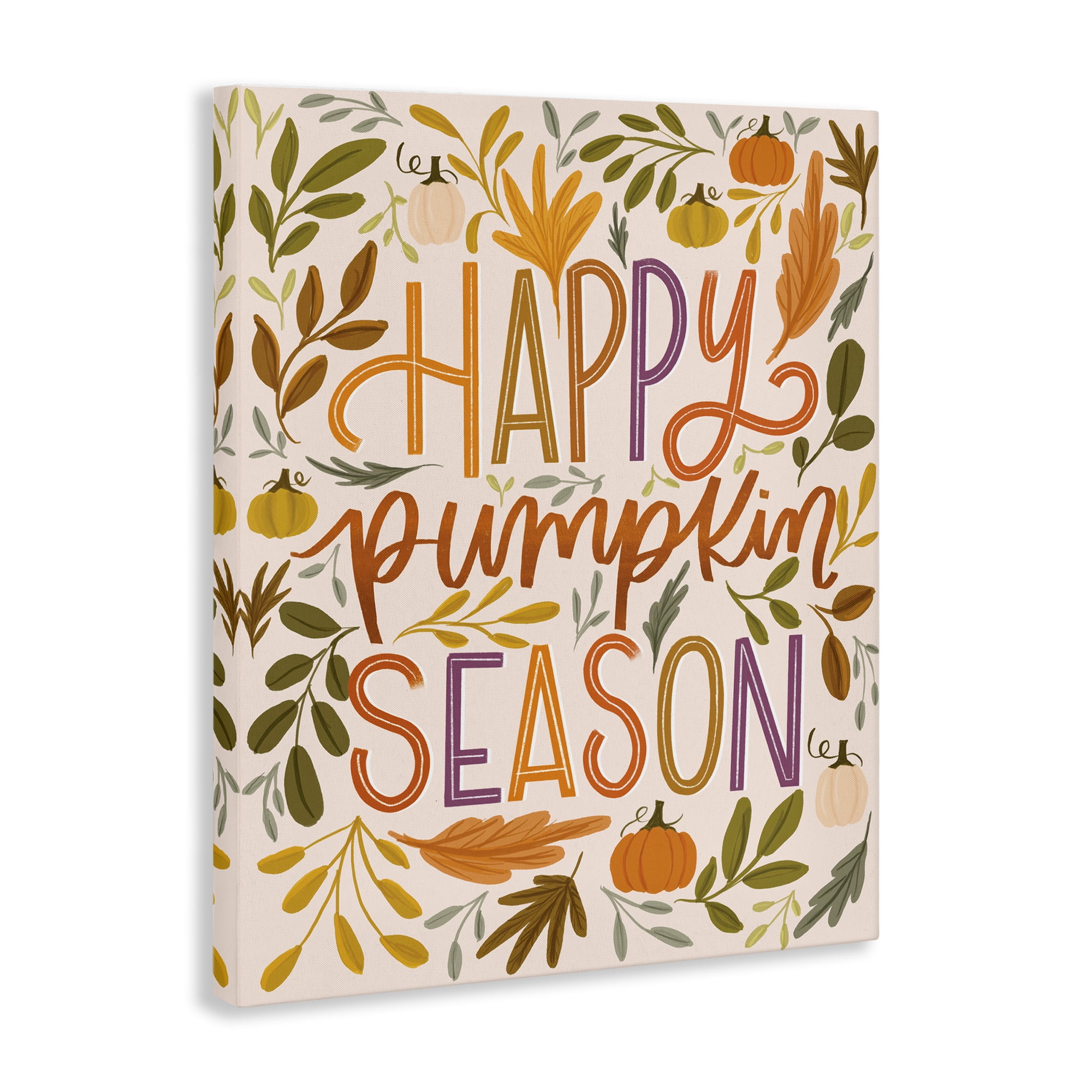Stupell Industries Happy Pumpkin Season Plants & Flowers Painting Wrapped Canvas Art Print Wall Art, 24 x 30