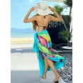 thumbnail image 3 of HAPPY BAY Women's Beachwear Summer Beach Wrap Bikini Wraps Sarong Coverups Skirt Bathing suit Swimsuit Swimwear Swim Cover up for Women One Size Turquoise, Hibiscus, 3 of 5