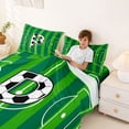 thumbnail image 3 of Erosebridal Modern Soccer Court Pattern Kids Queen Sheet Sets,Letter P Monogrammed Bed Set For Boys Teens 4-Piece, 3 of 6