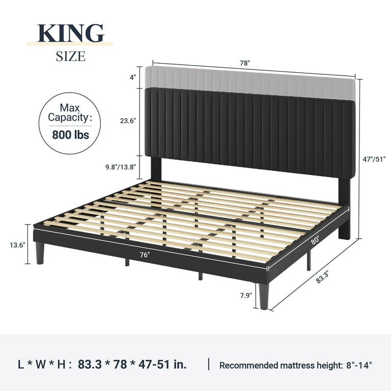 Allewie King Size Bed Frame with Velvet Upholstery