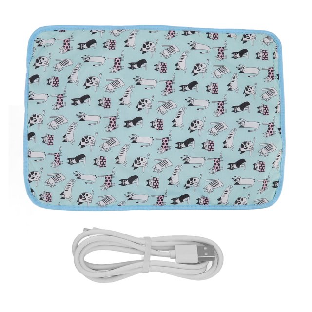 Manta verde de bajo voltaje, impermeable y lavable para gatos y perros, calentador de mascotas USB de grafeno de 35 x 50 cm