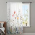 thumbnail image 4 of Spring Floral Botanical Sheer Curtains 45 Inches Long, Farmhouse Flowers Light Filering Curtains, Breathable Simi Curtain Privacy Drapes for Kitchen Bathroom Lightweight Small Window Treatment, 4 of 9