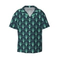 thumbnail image 5 of Picia Green Vintage Peacock Men's Linen Shirts Short Sleeve Cuban Beach Shirts Casual Shirts Button Down Shirt for Men Beach Summer Wedding Shirt-XX-Large, 5 of 7