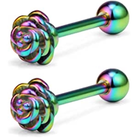 Briana Williams 2pcs Vintage Straight Barbell Nipple Tongue Ring Piercing 14G