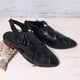 thumbnail image 4 of Sandalias romanas de tacón bajo con parte posterior tejida de cuero con cordones laterales huecos informales para mujer Wmkox8yii nm817, 4 of 4