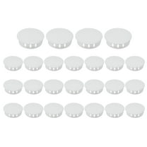 Uxcell 25Pcs Plastic Hole Plugs, Flush Type Round Plug Snap in Locking Covers White 1-1/4"