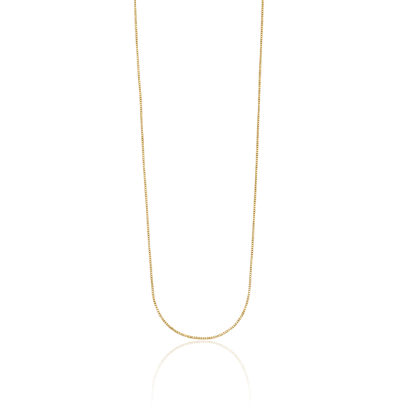 14K Solid Yellow Gold 0.7mm Box Link Chain Necklace