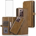 thumbnail image 1 of REQO Phone Case for Samsung Galaxy Note 20 Ultra Glaxay Note20 Plus 5G Wallet Detachable Cover with Screen Protector Flip Card Holder Cell Gaxaly Notes 20Ultra Note20+ U + 20+ Twenty Not S20 Brown, 1 of 7