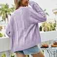 thumbnail image 5 of jtjvou V-neck Button Contrasting Knitted Cardigan Jacket Long Sleeved Lightweight Casual Outerwear Comfortable Stylish Knitted Jacket for Daily Wear Purple M, 5 of 7