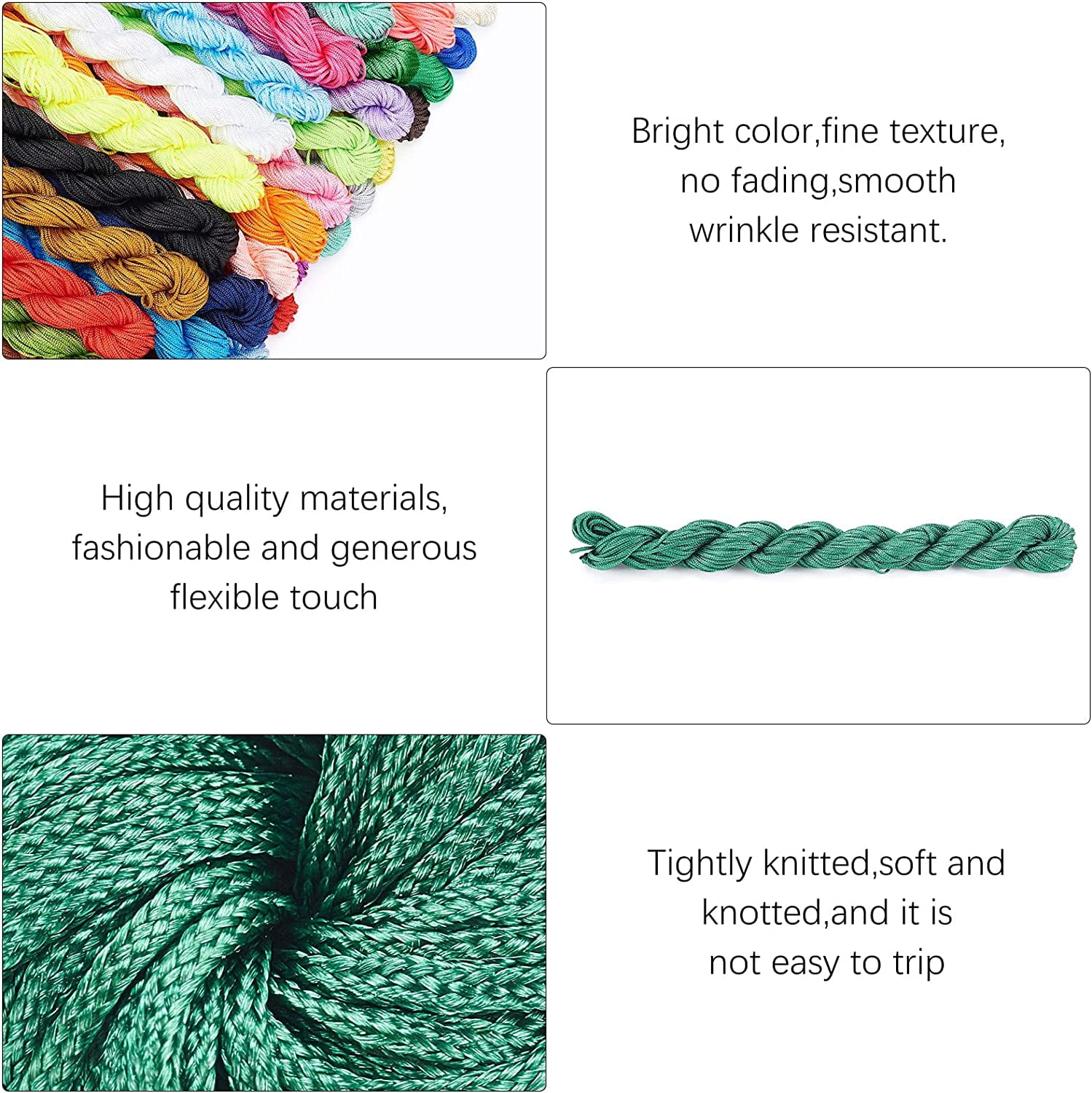 850 Yards Nylon Macrame Thread 34 Colors 1mm Beading String Knotting Thread Kumihimo Thread