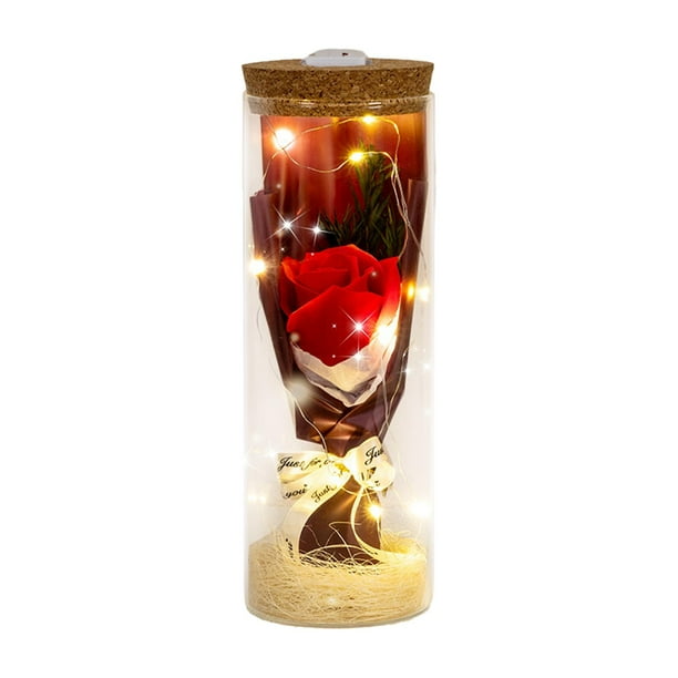 Rosa en vaso Flor eterna en botella de vidrio Cumpleaños Año nuevo Te amo Estilo E