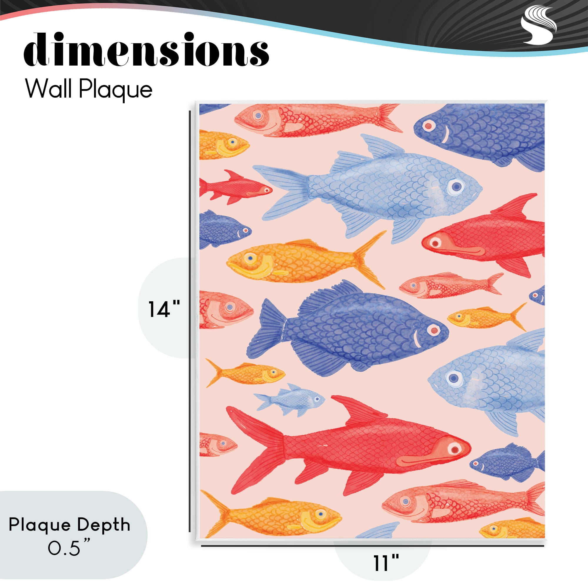 Stupell Industries Red Yellow and Blue Fish Wall Plaque Art, design by The Paper Curator