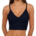 thumbnail image 4 of Jinhomg Women's Lace Padded Bralette Plunge Wireless Longline Bra Breathable Everyday Bras Black Free Size, 4 of 9