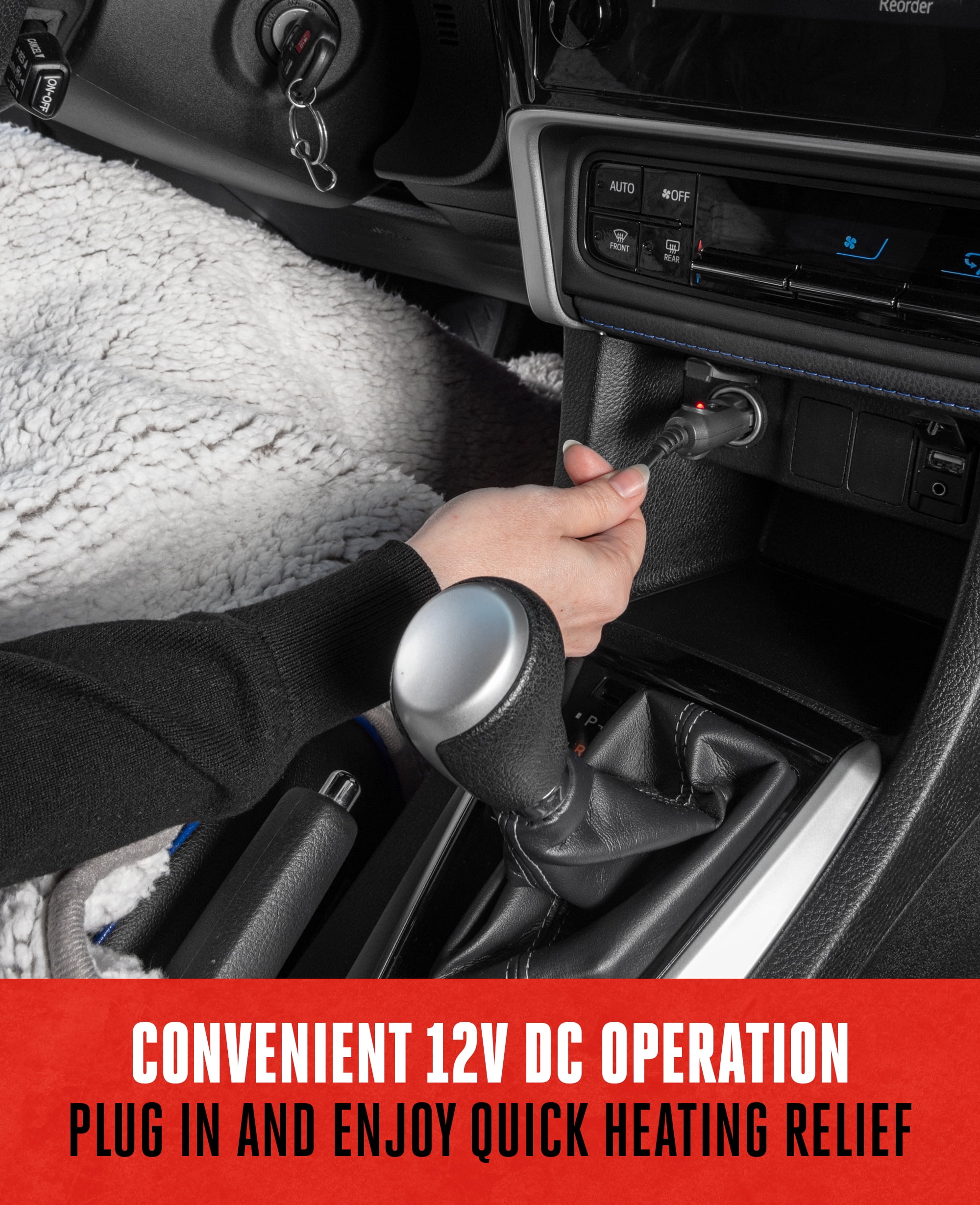 Motor Trend 12V Heated Blanket for Car Full Size Electric Car Blanket 15 L x 15 W x 5 H