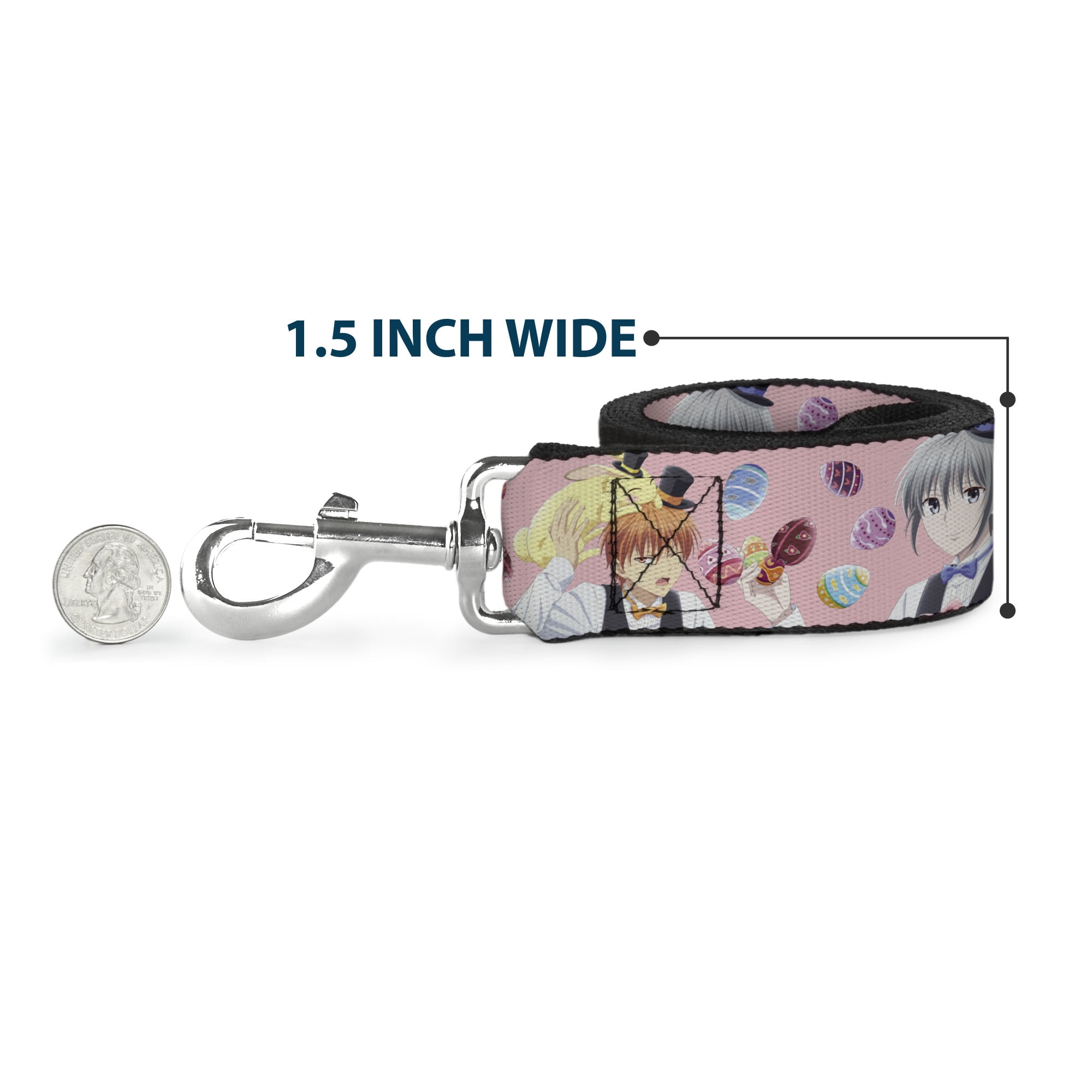 Crunchyroll Pet Leash, Dog Leash, Fruits Basket Kyo and Yuki Easter Themed Animage Pose Pink, 6 Feet Long 1.0 Inch Wide