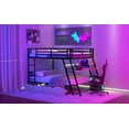 thumbnail image 3 of Full Size Metal Bunk Bed with Built-in Desk, Light and 2 Drawers, Black, 3 of 13