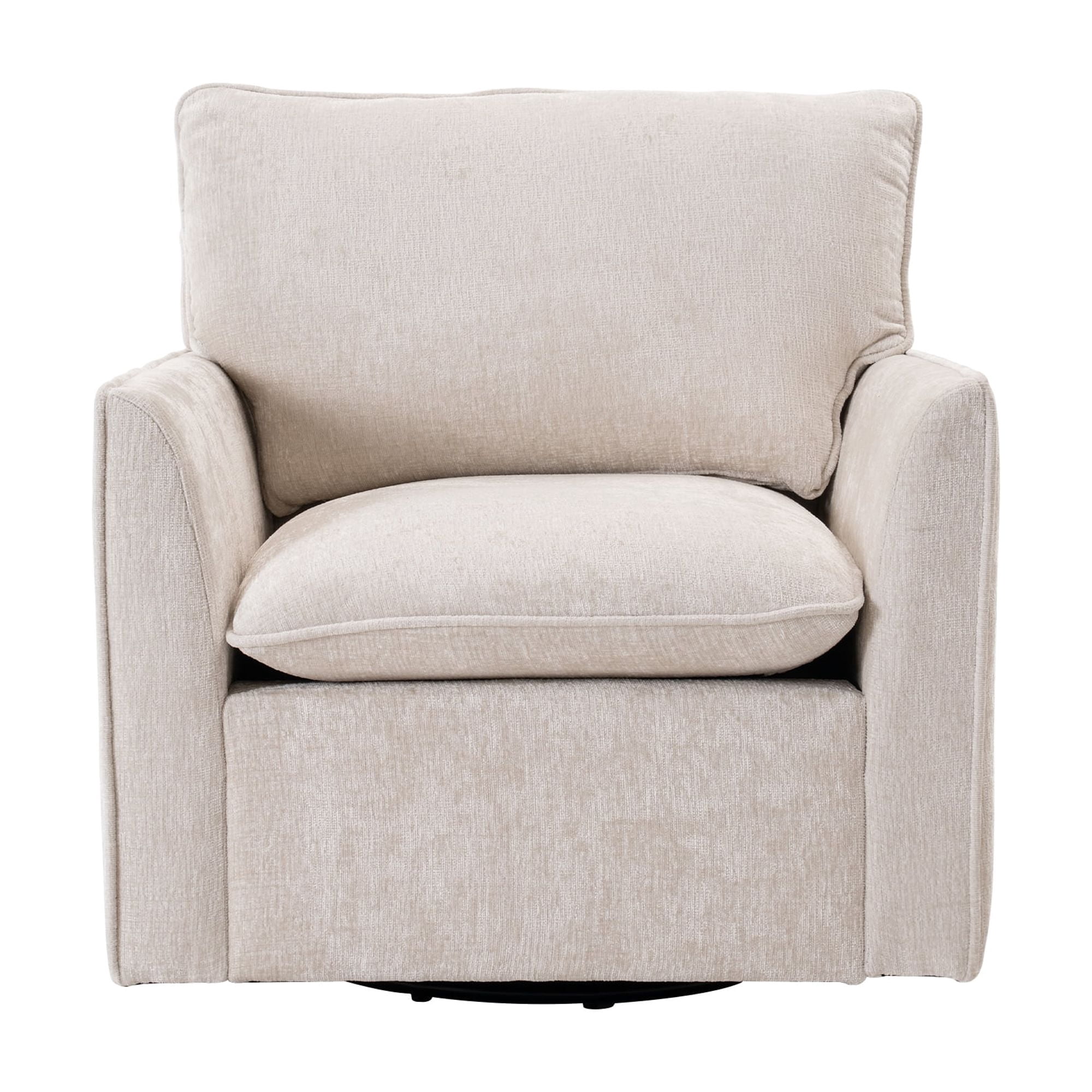MOONMISS Chenille Swivel Accent Chair,Single Square Sofa Armchairs,Upholstered Club Chairs for Living Room,Beige
