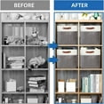 thumbnail image 3 of Tegance 13x13 Storage Cubes Baskets 4 Pack Fabric Cube Storage Bins Large Storage Baskets with Leather Handles,Decorative Storage Boxes for Organizing Shelves(White&Gray), 3 of 9