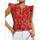 thumbnail image 2 of Blusas de Verano para Mujer, Elegantes, Informales, de Corta y con Estampados. Rojo XL, 2 of 9
