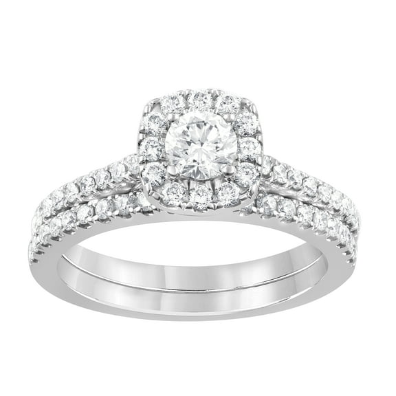 Unique Moments 1 Ctw Lab Grown Diamond Cushion Bridal Set in 14K White Gold