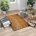thumbnail image 1 of Mandala Turkish Area Rug, Vintage Cosmos Oriental Breeze Pattern Swirled Floral Leaves Art, Soft Carpet for Living Room Decor with Distressed Look, 6.6' X 9.6', Dark Orange, by Ambesonne, 1 of 4
