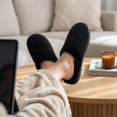 thumbnail image 3 of Crestar Unisex Memory Foam Slippers for Women Men, Fluffy Winter Quilted Warm House Shoes Indoor and Outdoor, Black, 3 of 7