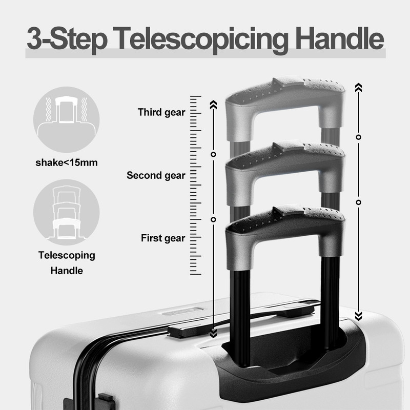Checked Luggage PC ABS Hardside Suitcase with wheels USB Port Lightweight Luggage with TSA Lock 28 inch Silver