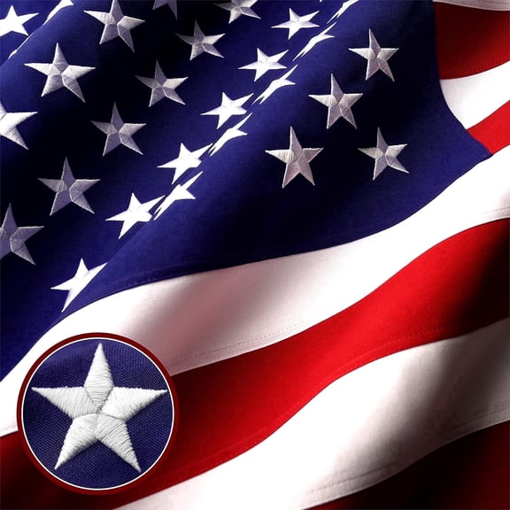 G128 Storm Flyer 3x5 ft Tough Embroidered American Flag, Heavy Duty Spun Polyester, Brass Grommets