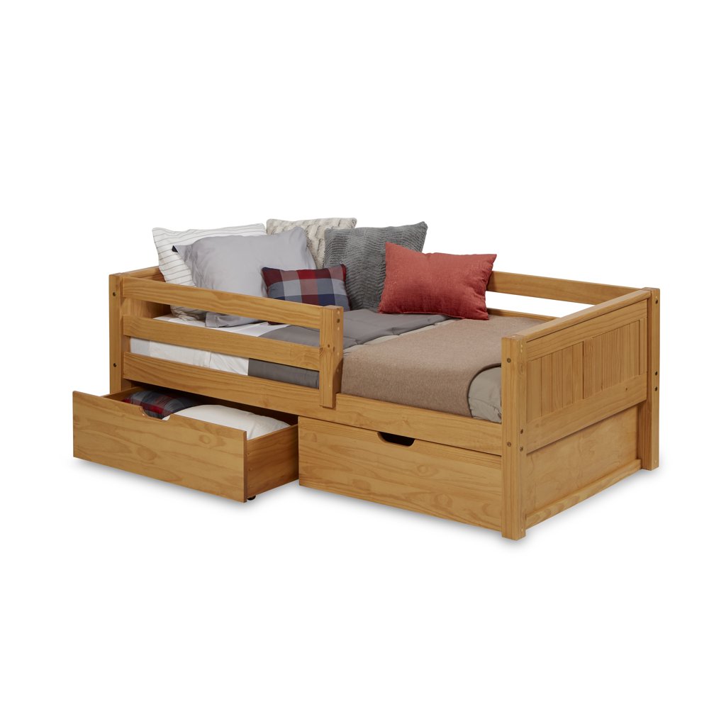 Camaflexi Twin Size Day Bed with Front Guard Rail & Drawers Panel
