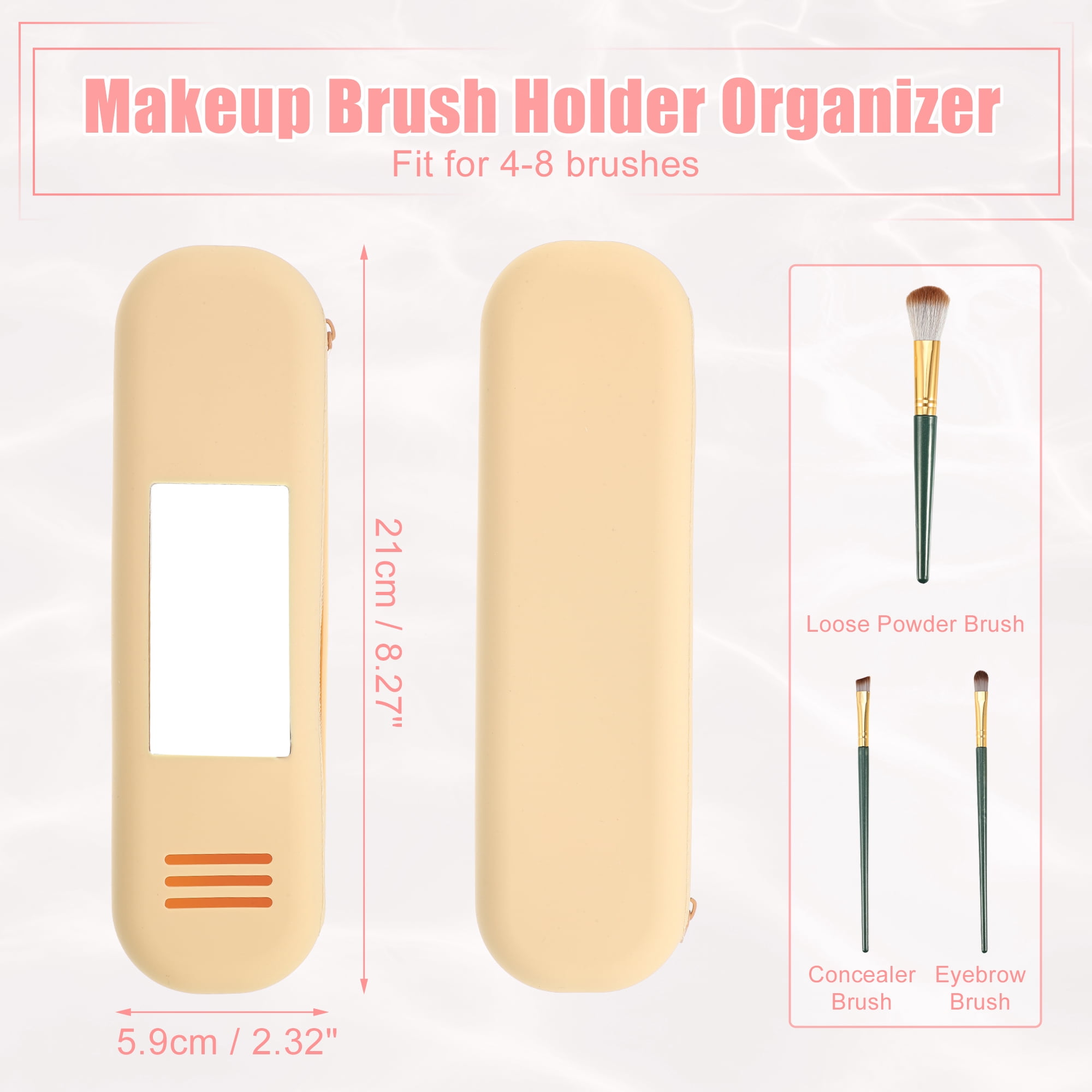 Unique Bargains Silicone Makeup Brush Holder Travel Essentials Makeup Brush Organizer Beige