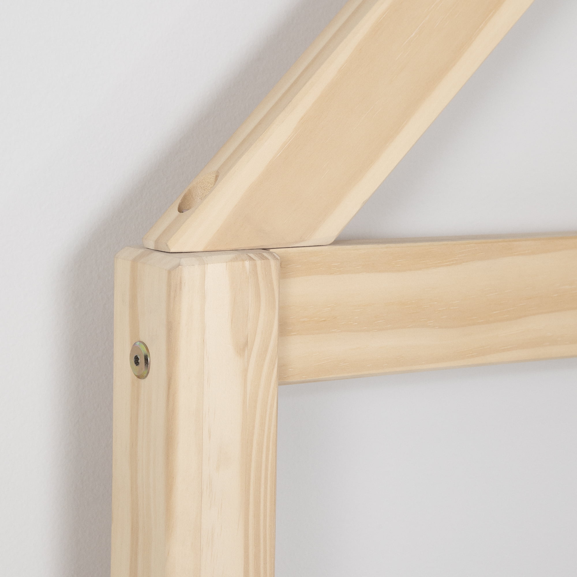 South Shore Sweedi Twin Solid Wood Bed with House Frame Headboard, in Natural