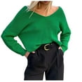 thumbnail image 2 of AOOCHASLIY Sweaters Fall Clothes Fashion Women's Casual Long Sleeved Solid Hedging Knitting V-neck Sweater, 2 of 5