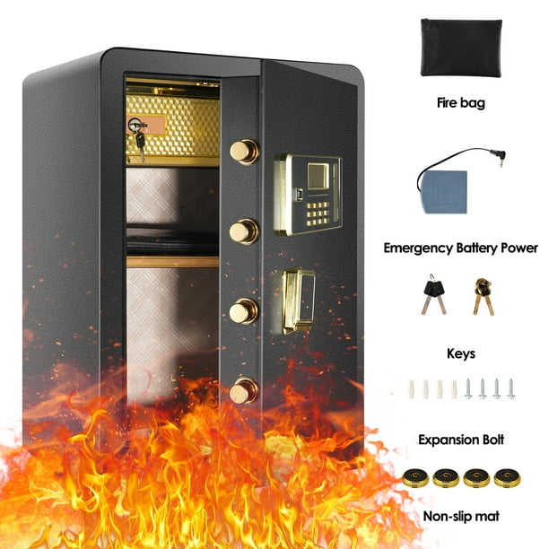 SRWTRCHRY 5.0 cu.ft. Safes Lock Box, Fireproof Home Safe, Dual Key