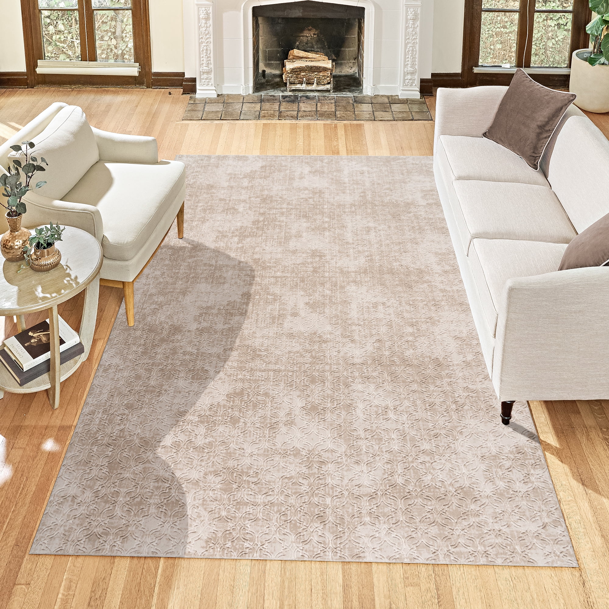 Shadow Thandi Transitional Geometric Beige Area Rug, 5x7