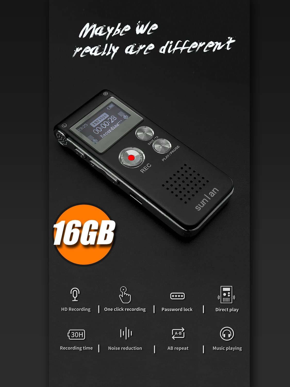 Di ital Voice Recorder 16 B Voice Recorder with Playback for Lectures - USB Rechar eable Dictaphone Up raded Small Tape Recorder Device