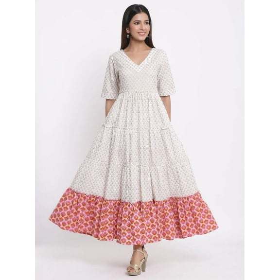 Women's Maxi Dress | Long Dress | Boho Dress | Boho Wedding Dress | Long White Dress | White Long Kurti | Bohemian Dress | Long Indian Dress