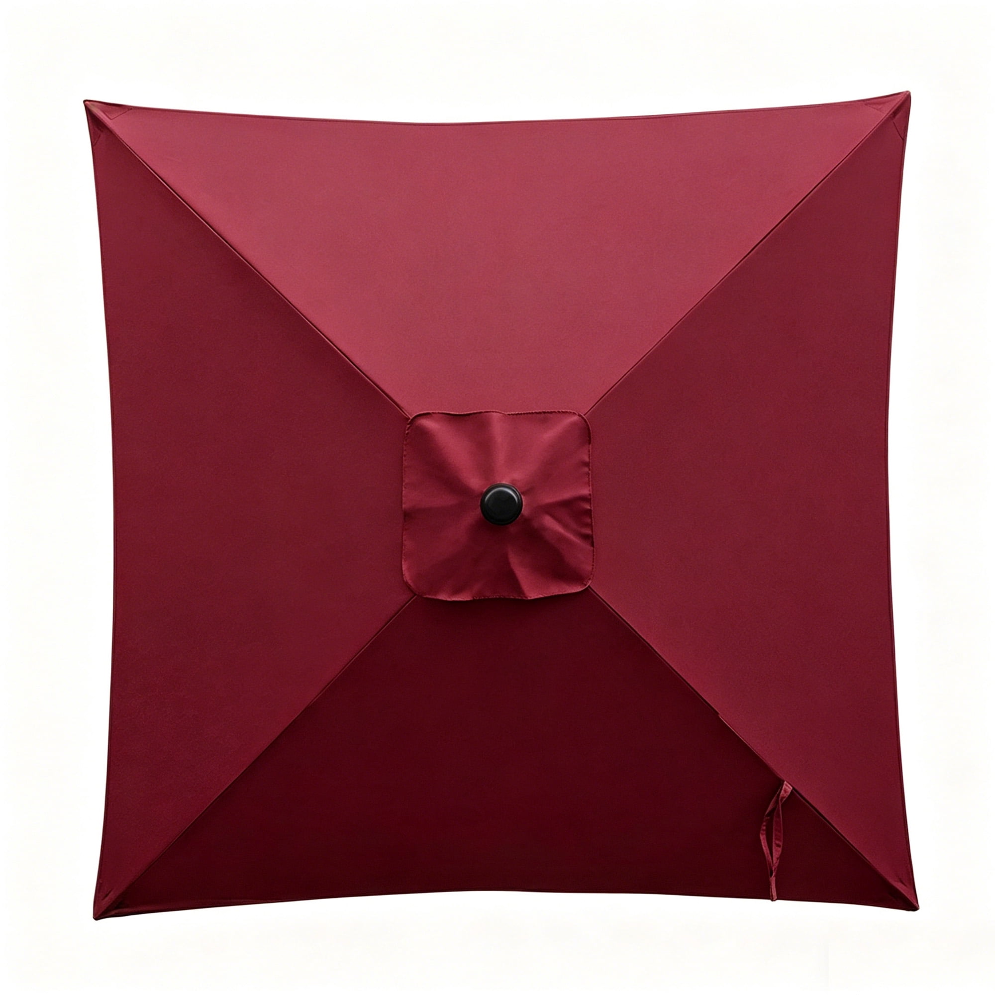Kool 6.5 ft Square Outdoor Patio Market Umbrella with Push Button Tilt and Crank Handle, Burgundy