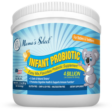 Mama's Select Infant Probiotics for Colic and Gas, 4 Billion Live Cultures per Serving, 60 Servings Per Container, Easy Mix and Flavorless
