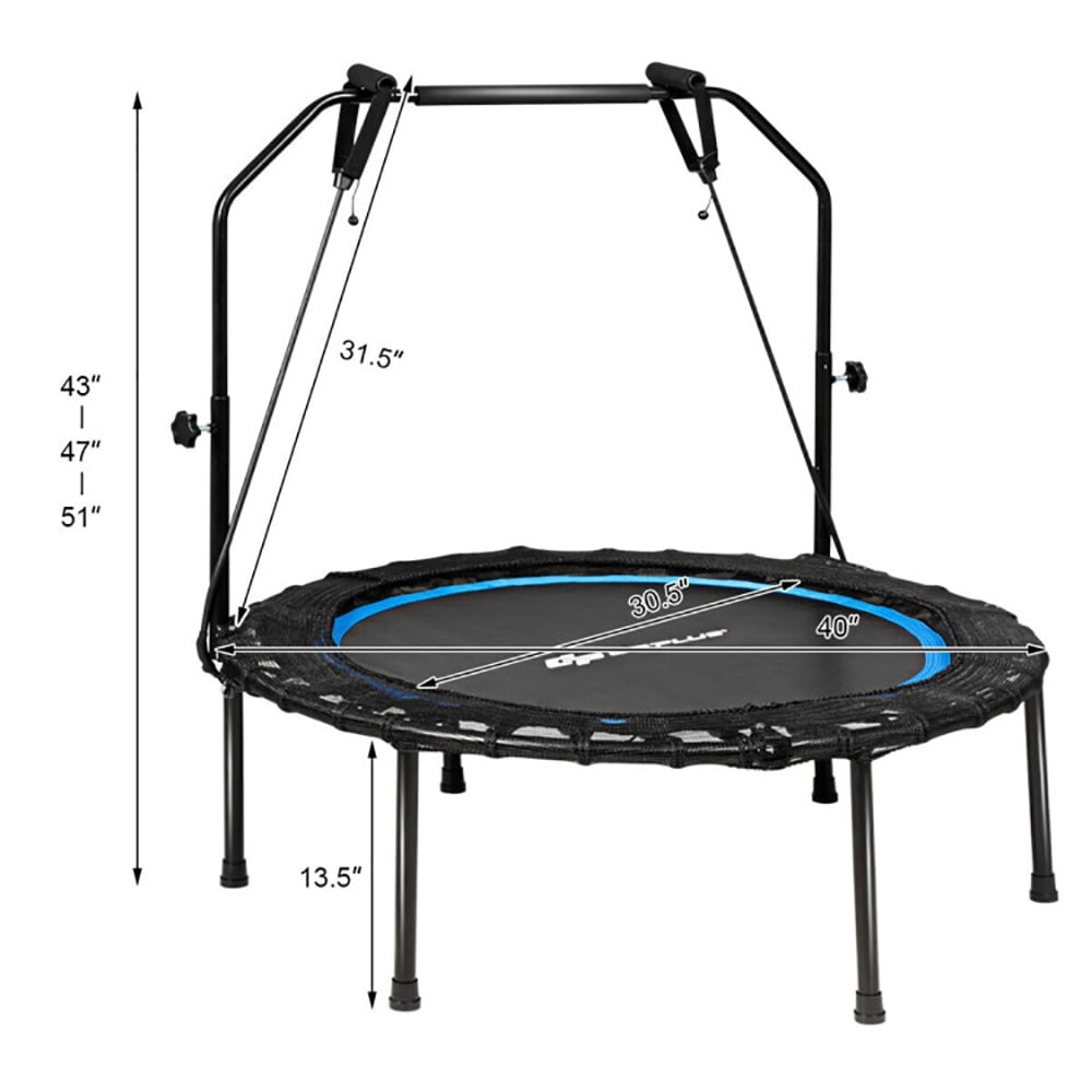 Aimee Lii 40 Inch Foldable Fitness Rebounder with Resistance Bands Adjustable, Trampoline for Kids, Blue Aimee Lii 40 Inch Foldable Fitness Rebounder with Resistance Bands Adjustable, Trampoline for Kids, Blue