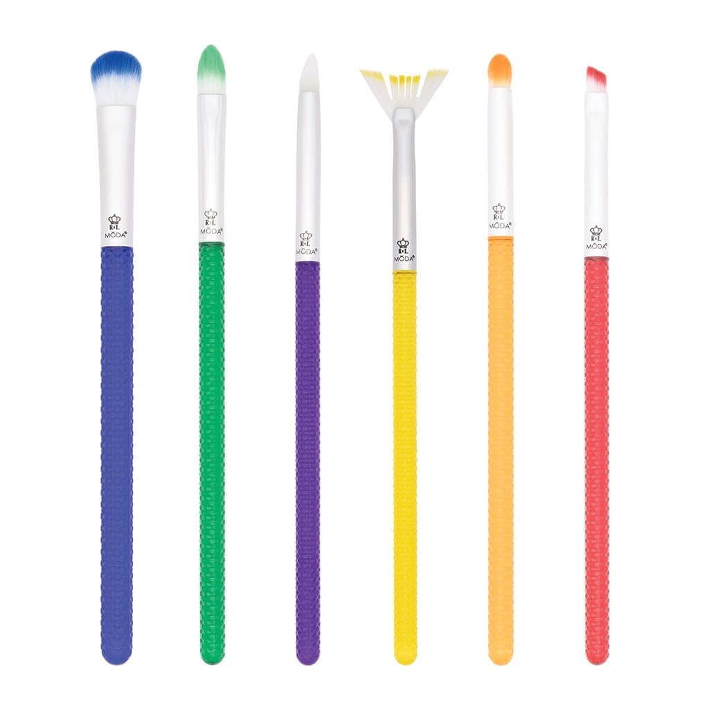 Moda Brush Rainbow Eye 6pc Makeup Brush Set, Includes Domed Shadow