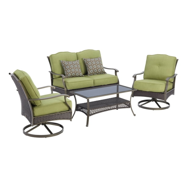 Better Homes Gardens Providence 4, 4 Piece Patio Furniture Conversation Set Wicker With Swivel Chairs