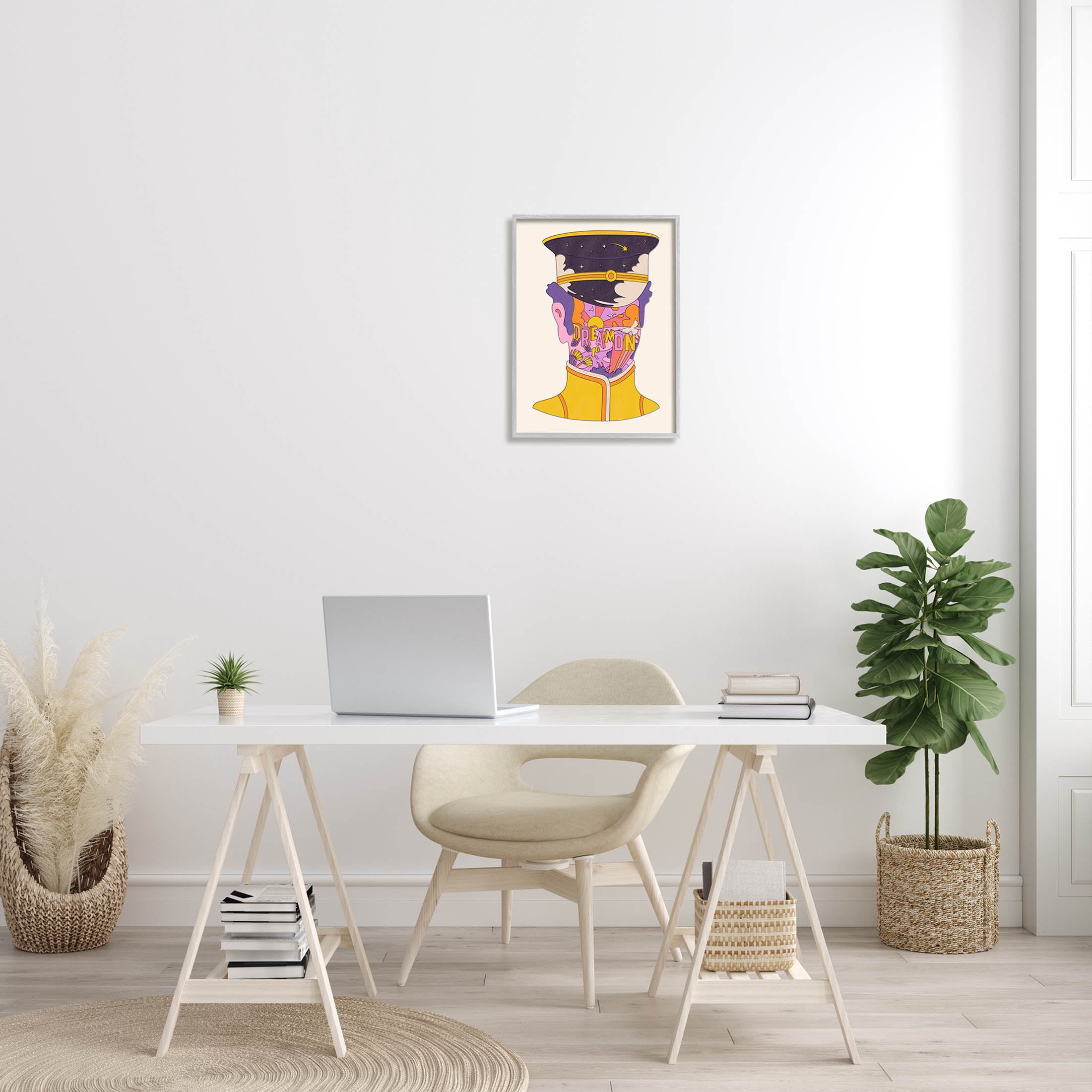 Stupell Industries Dream On Retro Face Typography Graphic Art Gray Framed Art Print Wall Art, Design by Matheus Lopes Castro
