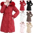thumbnail image 5 of Inleife Women's Long Sleeved Woolen Cotton Jackets Solid Color Pocket Zipper Medium Length Hooded Jacket Coat, 5 of 5