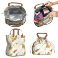 thumbnail image 2 of Gold and White Marble Drawstring Lunch Bag Women - Drawstring Lunch Bag Insulated for Work Office - Stain-Resistant Large Lunchbags for Women with Multi-Pockets, 2 of 6