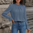 thumbnail image 2 of EDFBUYKRS Blouses for Women Long Sleeve V Neck Boho Smocked Tops Fall Casual Floral Print Chiffon Shirts L, 2 of 6