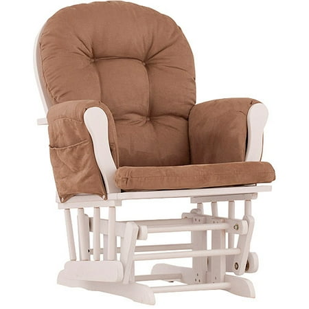 Storkcraft Hoop Glider White with Mocha Cushions