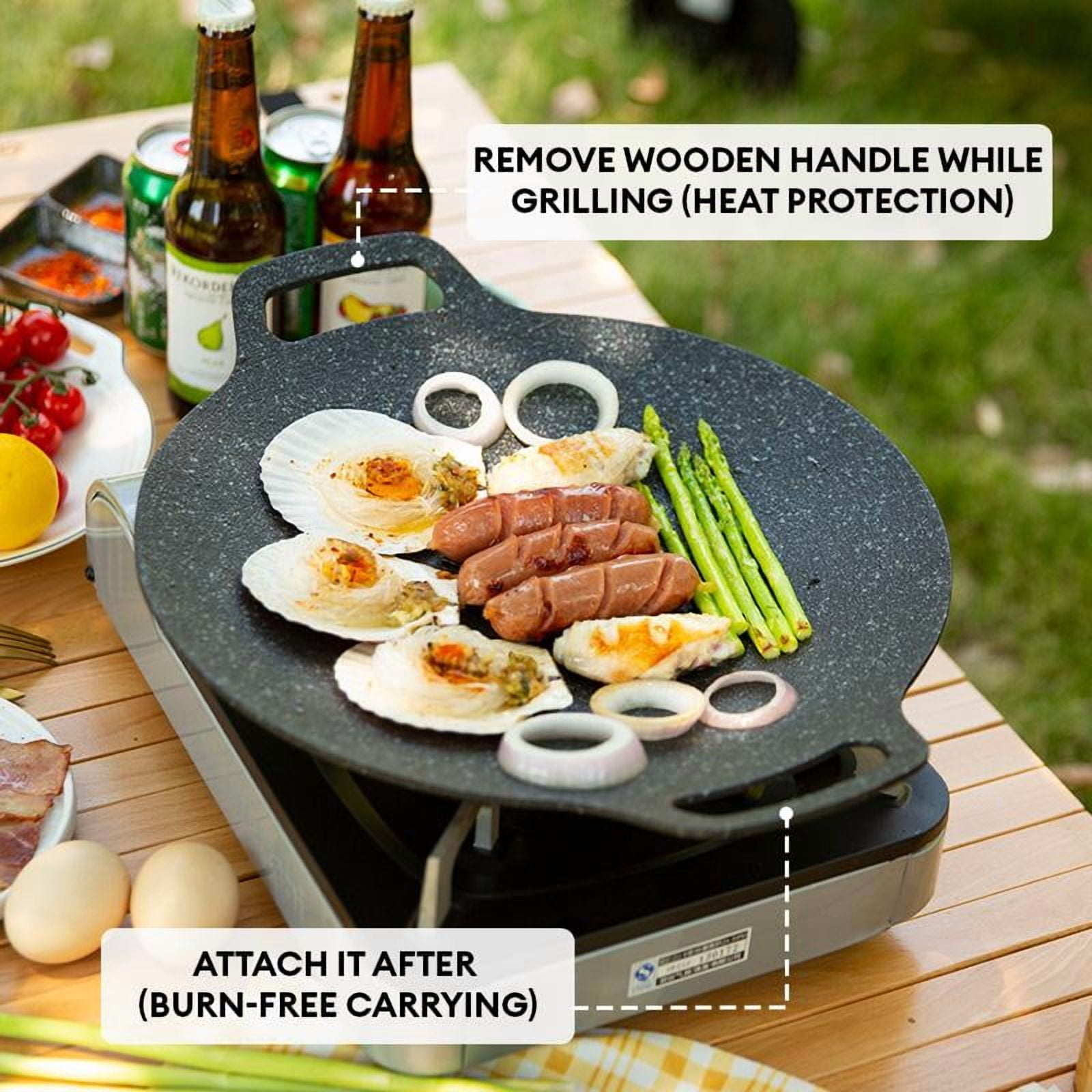 Grill Pan Non Stick Pan Barbecue Plate BBQ Portable Grill,Camping Korea Griddle Grill Pan Outdoor Camping BBQ Stove Roasting Grill Plate Kitchenware Nonstick