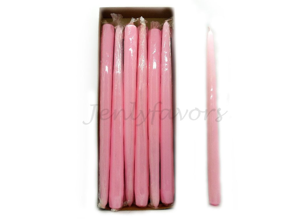 Premium Hand Dipped Taper Candles Box of 12 MADE IN USA Pink